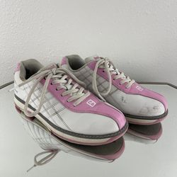 BRUNSWICK Y2K White Bubblegum Pink Quilted Lace Up Casual Bowler Oxford Sneakers