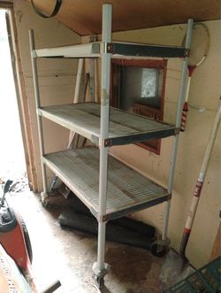 4-Tier Plastic Shelving Unit on Casters