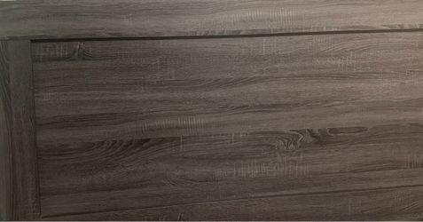 Dark Gray Wood Grain Bed Headboard and wooden frame