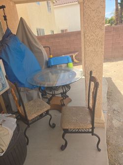 Table and two chairs