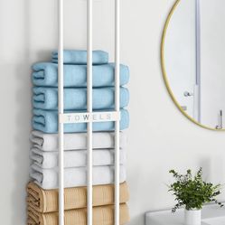 Towel Holders for Bathroom Wall Mounted, Towel Storage - Gray