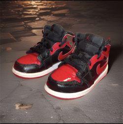 Nike TD Air Jordan 1 Mid BT - Black / Gym Red / White - SIZE 8C