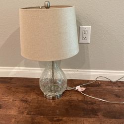 Glass Lamp With Linen Shade 