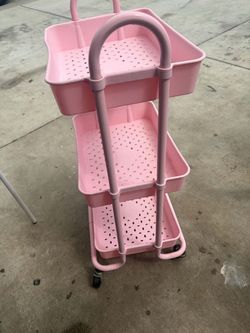 Pink 3-Tier Rolling Storage Cart