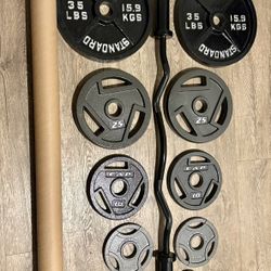 BRAND NEW Olympic Black Curl Bar With Pairs From 5s To 35s (Total: 175 lbs)