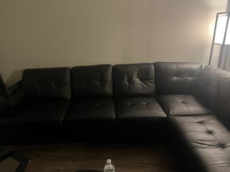 Black Faux Leather L Shaped Sectional $500obo