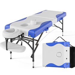 CLORIS 84" Professional Massage Table Portable 2 Folding Lightweight Facial Salon Spa Tattoo Bed Height Adjustable with Carrying Bag & Aluminium Leg H