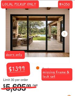 ➿️ 120 in. x 96 in. Matte Black Universal Handing Aluminum Sliding Patio Door #4350