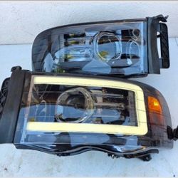 02-05 Dodge Ram LED DRL Projector Headlights Luces Focos Micas Faros Faroles Headlamps