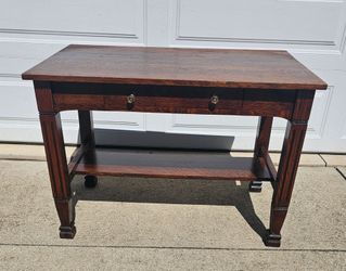 Antique Solid Oak Desk Single Drawer