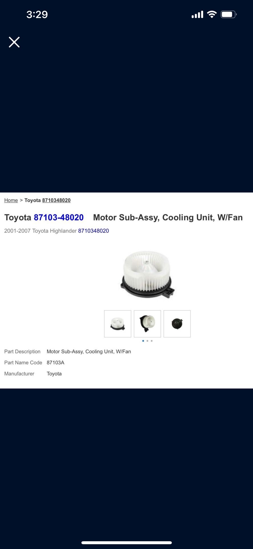 Genuine Toyota Blower Motor (2001-2007 Highlander