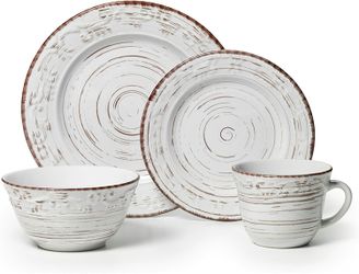 16-Piece Distressed White Colored Dinnerware Set