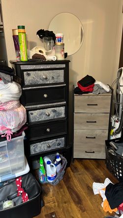 Black 5-Drawer Dresser with Rhinestone Trim