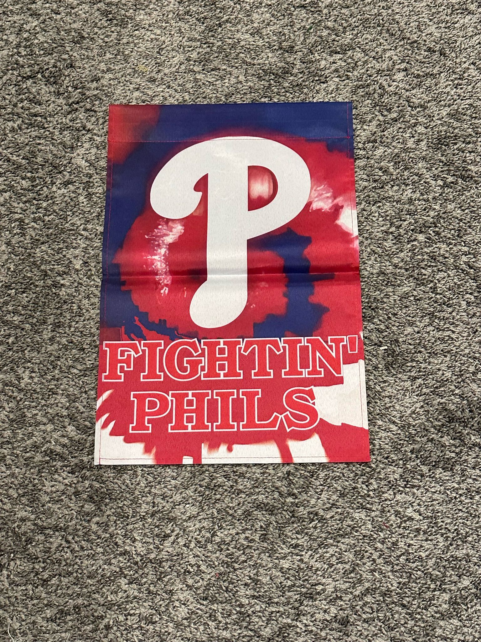 MLB Philadelphia Phillies Tie-Dyed Garden Flag 2 Sided Premium Yard Flag.