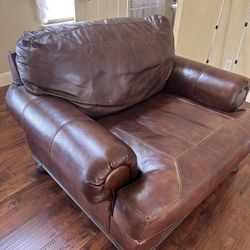 Brown Leather Chair-and-a-Half (OBO)