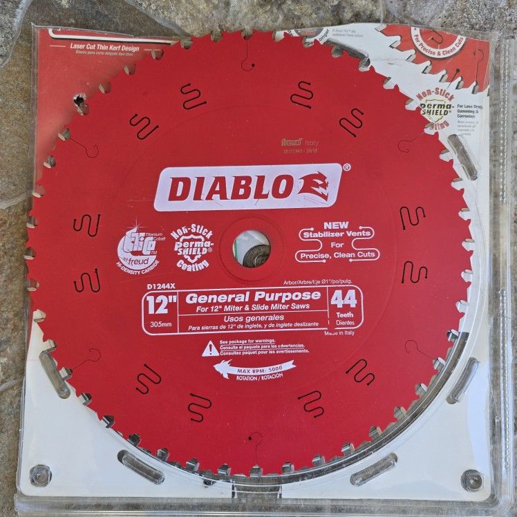 ( BRAND NEW ) Freud Diablo 12" 44 Tooth Multi Purpose Blade / Saw Blade / Table Saw Blade / Miter Saw Blade / Woodworking