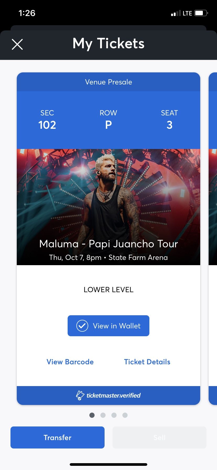 Maluma -Papi Juancho Tour Oct 7 Lower Level 4 Seats