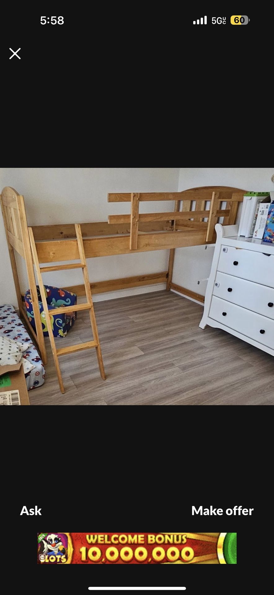 Twin Loft Bed /twin Mattress 