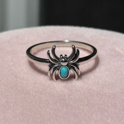 925 Sterling Silver spider ring 🕷️ with Blue stone size 6