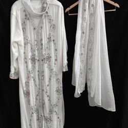 White Kaftan Sequin Dress Size 3XL