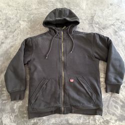 M-Wrangler Workwear Sherpa Lined Fleece Hoodie Black Full Zip Men's