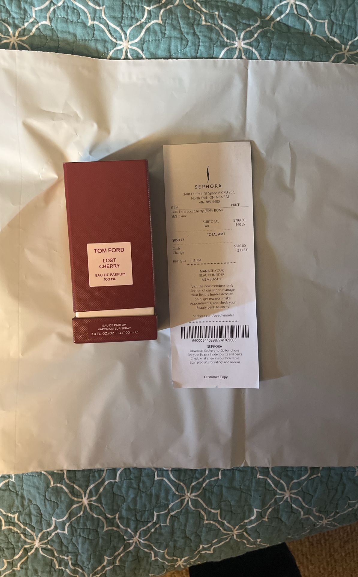 *Receipt* Tom Ford Lost Cherry