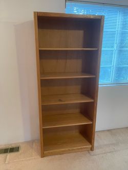 Tall Oak Bookshelf / Bookcase – 6 Ft – Adjustable Shelves