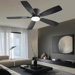 Ceiling Fans with Lights, 52 inch Low Profile Ceiling Fan with Light and Remote Control, Flush Mount, Reversible Motor, Dimmable, Noiseless, NEW 