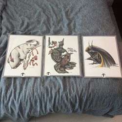 Set of 3 Fuenmayor Art Prints – Batman, Groot & Aang (Unopened, Mint Condition)