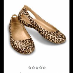 NEW Crocs Leopard Cheetah Animal Print Light Weight Comfortable Ballet Flat Slip On Shoes Women Size 6
