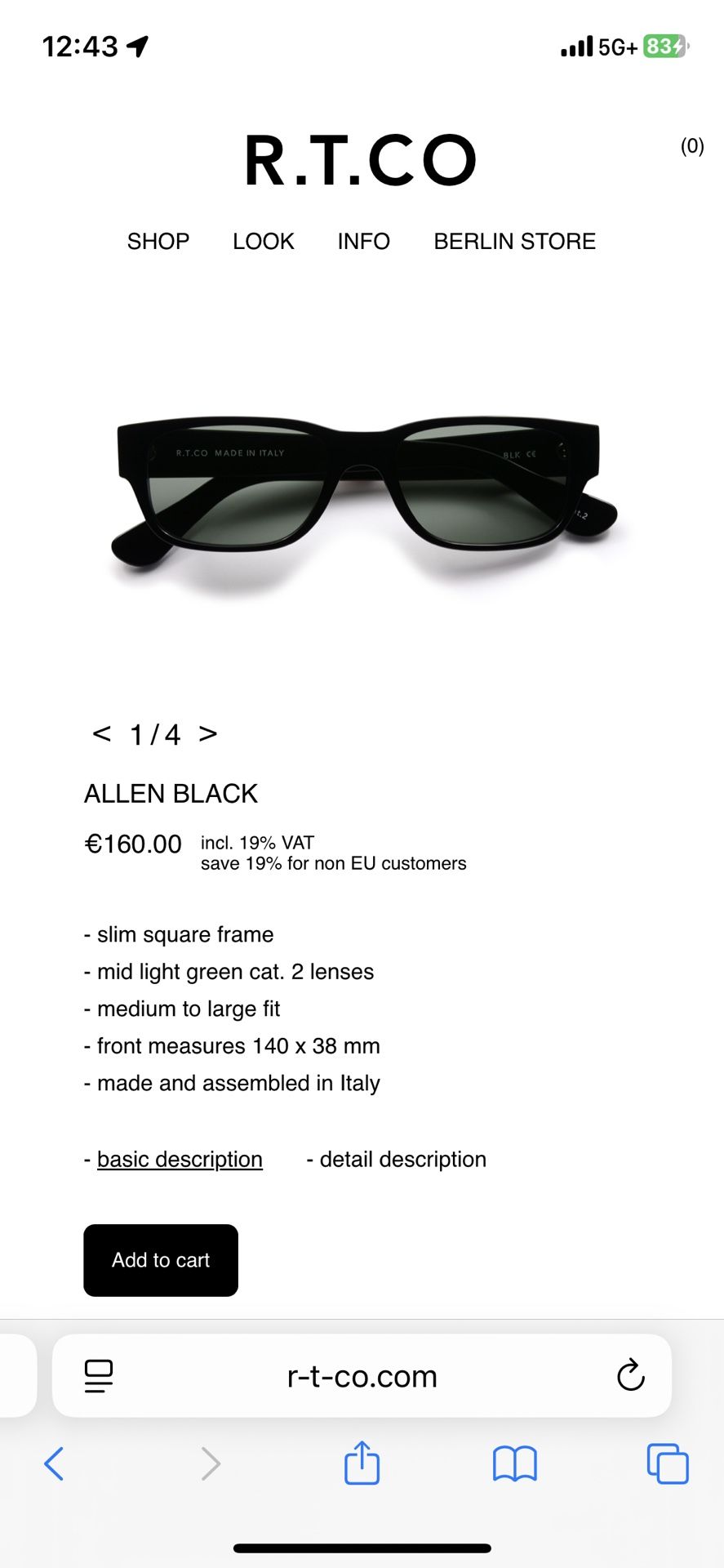 RTCO Allen Black Sunglasses - Made In Italy