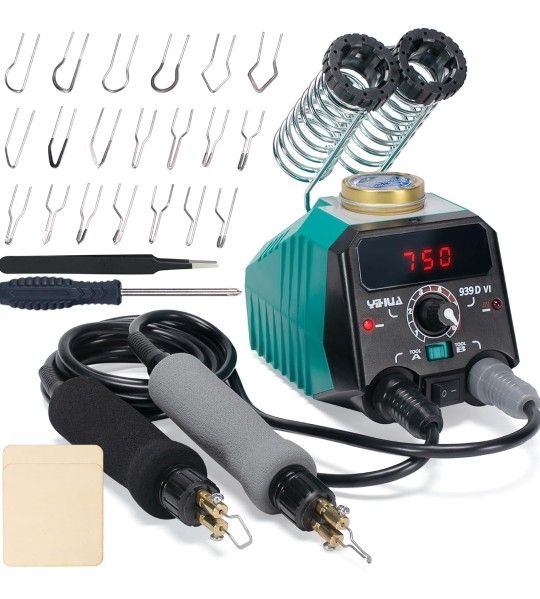 YIHUA 939D-VI Dual Pen Wood Burning Kit with Digital Display with 20 Wire Nibs, Detachable Wood Burning Pen, 2 Wood Pieces, Tweezers Used as Wood Burn