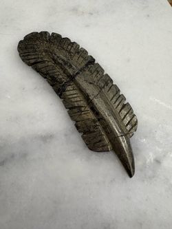 Pyrite hand-carved feather - repaired