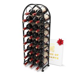 Elegant 23 Bottles Arched Metal Wine Rack - Fits Big Bottle Sizes, Black Free Standing Bottle Holder Storage Stand, Freestanding Floor Iron Cabinet Fo
