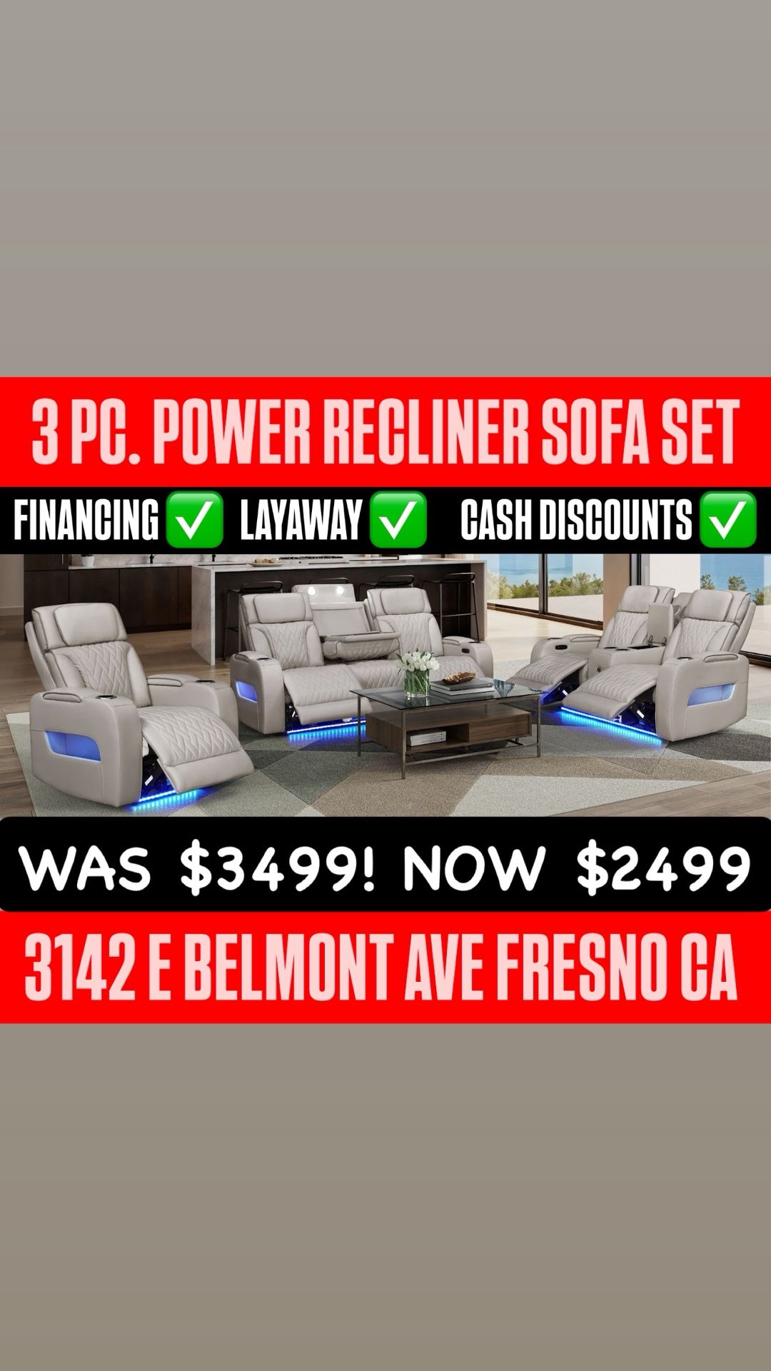 NEW 3 PIECE RECLINER SOFA LOVESEAT CHAIR