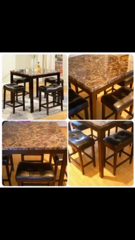 5 PCS BREAKFAST TABLE SET WITH STOOLS