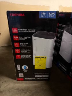 Toshiba 8000 BTU Smart Portable AC 350 sq ft Alexa/Google Timer White