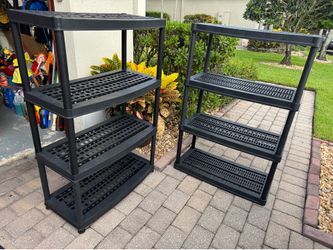 Plastic 4 Tier Black Garage Storage Shelves (2) available