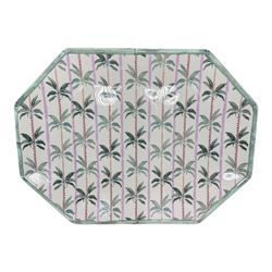 Tropical Melamine Octagonal Serving Platter Palm Tree Print 16" x 12" NEW