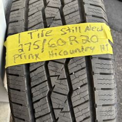1 tire like new 275/60r20 prinx hicountry $80