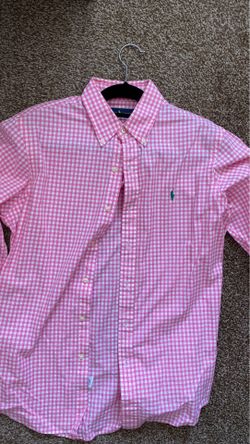 Polo Ralph Lauren Men’s Medium Pink and White Checkered Button Up Shirt