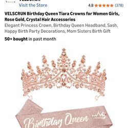 Rose Gold Birthday Tiara And Sash
