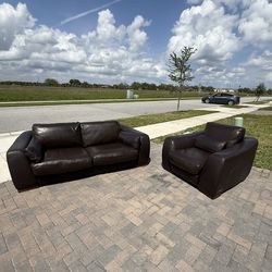 🛋️Italian Real Leather Couch Set - Free Delivery