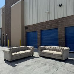 Beige Tufted Couches 