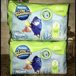 Set of 2 huggies little swimmers swim pants•SMALL•12ct•16-26lbs•all for $10