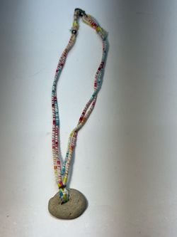 Boho Multicolor Cord Necklace Stone Pendant 925 Sterling Silver Clasp