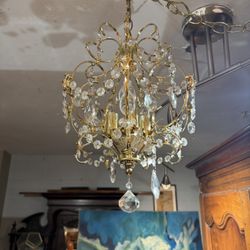 Gold Crystal Chandelier Plug-In