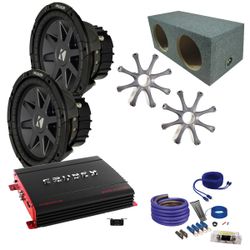 Bass package deal 2 kicker compc 12” with box and crunch 1000 watt amplifier WITH INSTALLATION