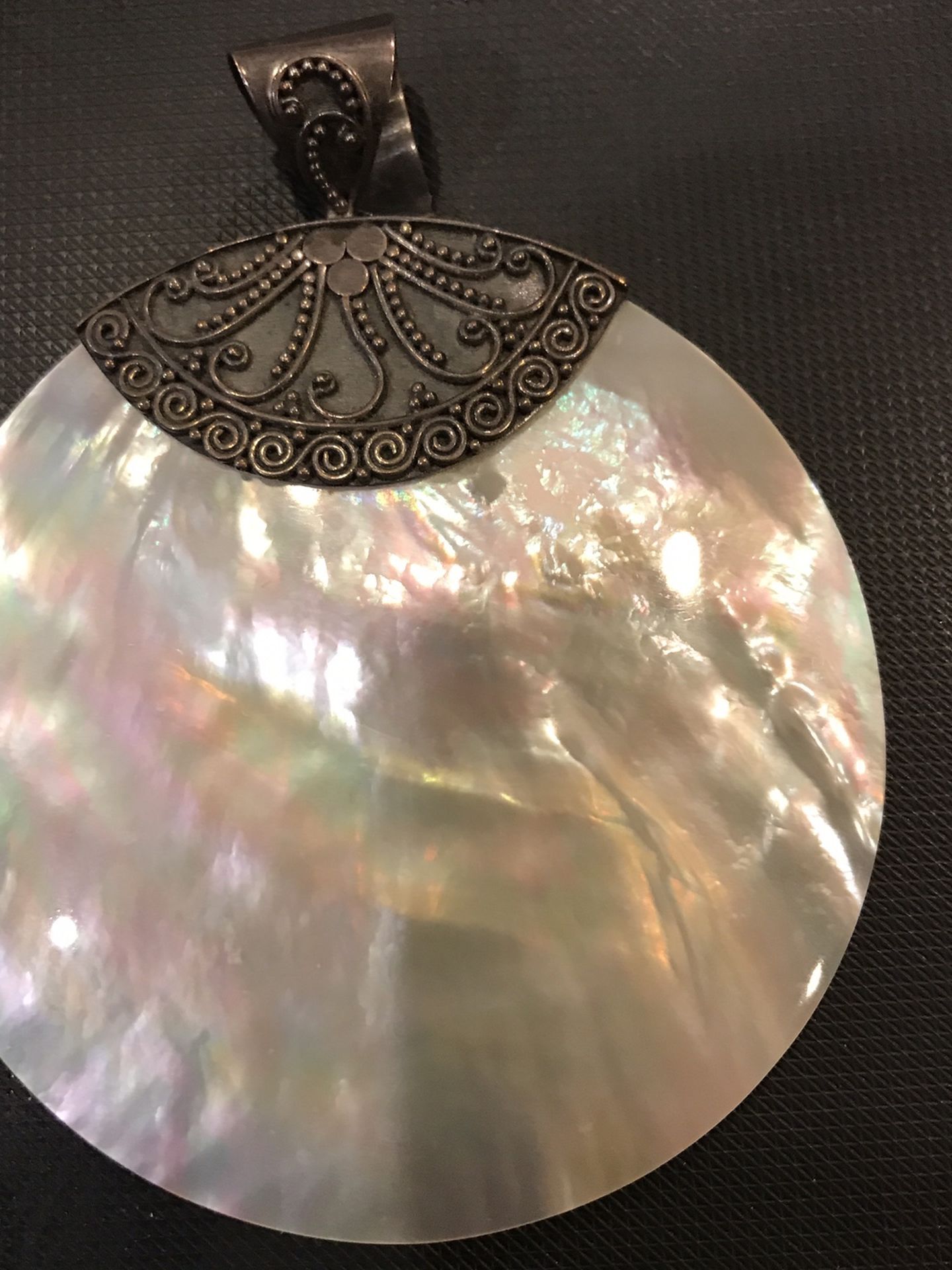 Sterling silver And Large Pearl disc