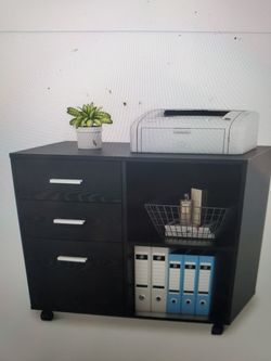 Wood mobile cabinet - black